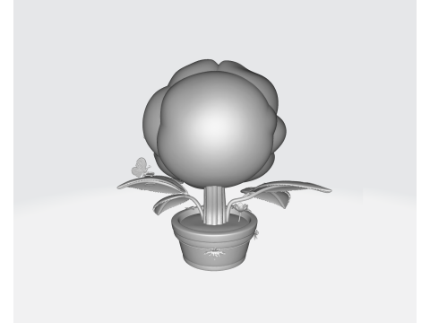 Cute Valentine Rose Planter Smiling Flower Character Romantic Home Decor 3D Print Model