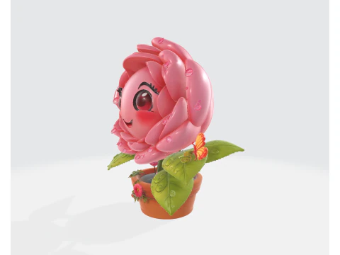 Schattig Valentijn Rose Planter glimlachend bloem karakter romantisch Home Decor 3D printmodel