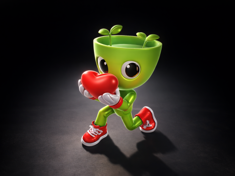 Valentine Plant Character Holding Heart 3D Printed Romantic Gift Decor for Valentines Day 3D Printing