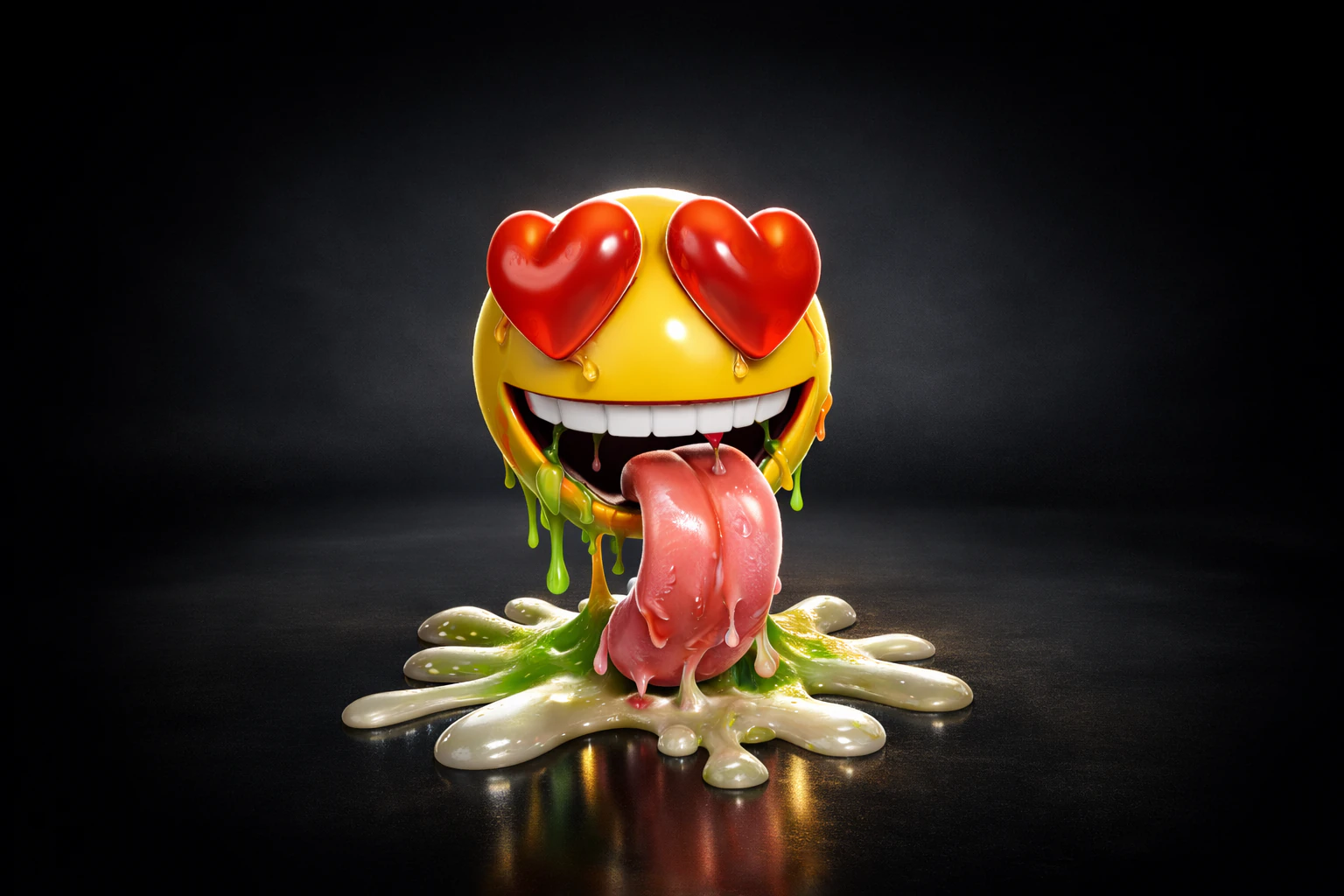 Heart Eyes Melted Emoji Valentine Gift Cute Love Emoji Sculpture for Romantic Decor 3D Print Model .c4d .max .obj .3ds .fbx .stl .blend 