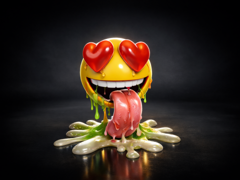 Heart Eyes Melted Emoji Valentine Gift Cute Love Emoji Sculpture for Romantic Decor 3D Printing