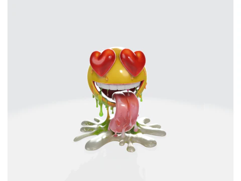 Heart Eyes Melted Emoji Valentine Gift Cute Love Emoji Sculpture for Romantic Decor 3D Print Model