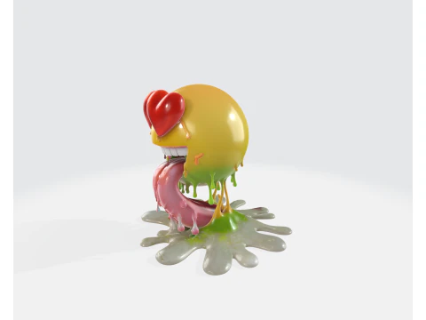 Heart Eyes Melted Emoji Valentine Gift Cute Love Emoji Sculpture for Romantic Decor 3D Print Model