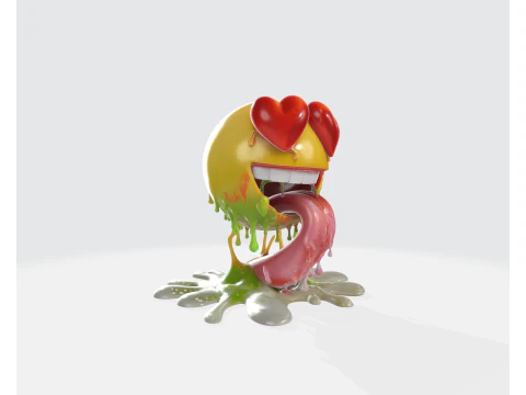 Heart Eyes Melted Emoji Valentine Gift Cute Love Emoji Sculpture for Romantic Decor 3D Print Model