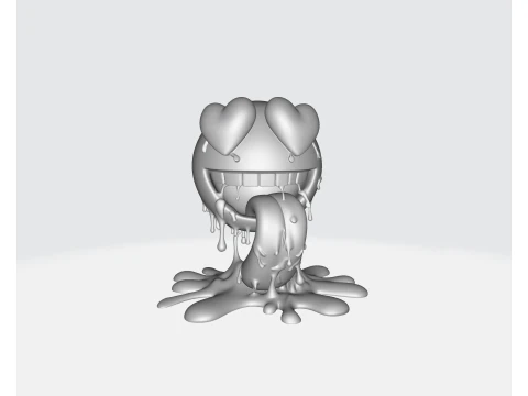 Heart Eyes Melted Emoji Valentine Gift Cute Love Emoji Sculpture for Romantic Decor 3D Print Model