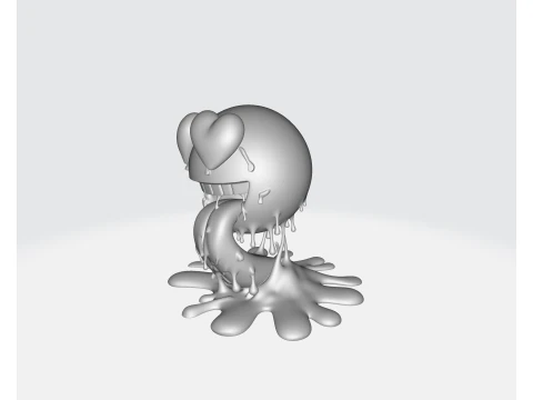 Heart Eyes Melted Emoji Valentine Gift Cute Love Emoji Sculpture for Romantic Decor 3D Print Model