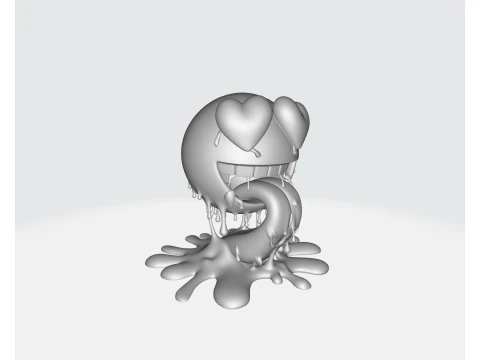 Heart Eyes Melted Emoji Valentine Gift Cute Love Emoji Sculpture for Romantic Decor 3D Print Model
