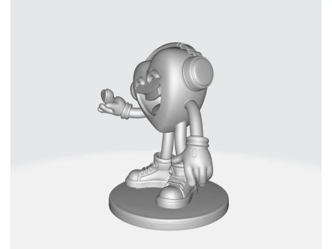 Golden Heart Valentine Figurine Cute 3D Printed Love Character with Headphones Romantic 3D Print Model