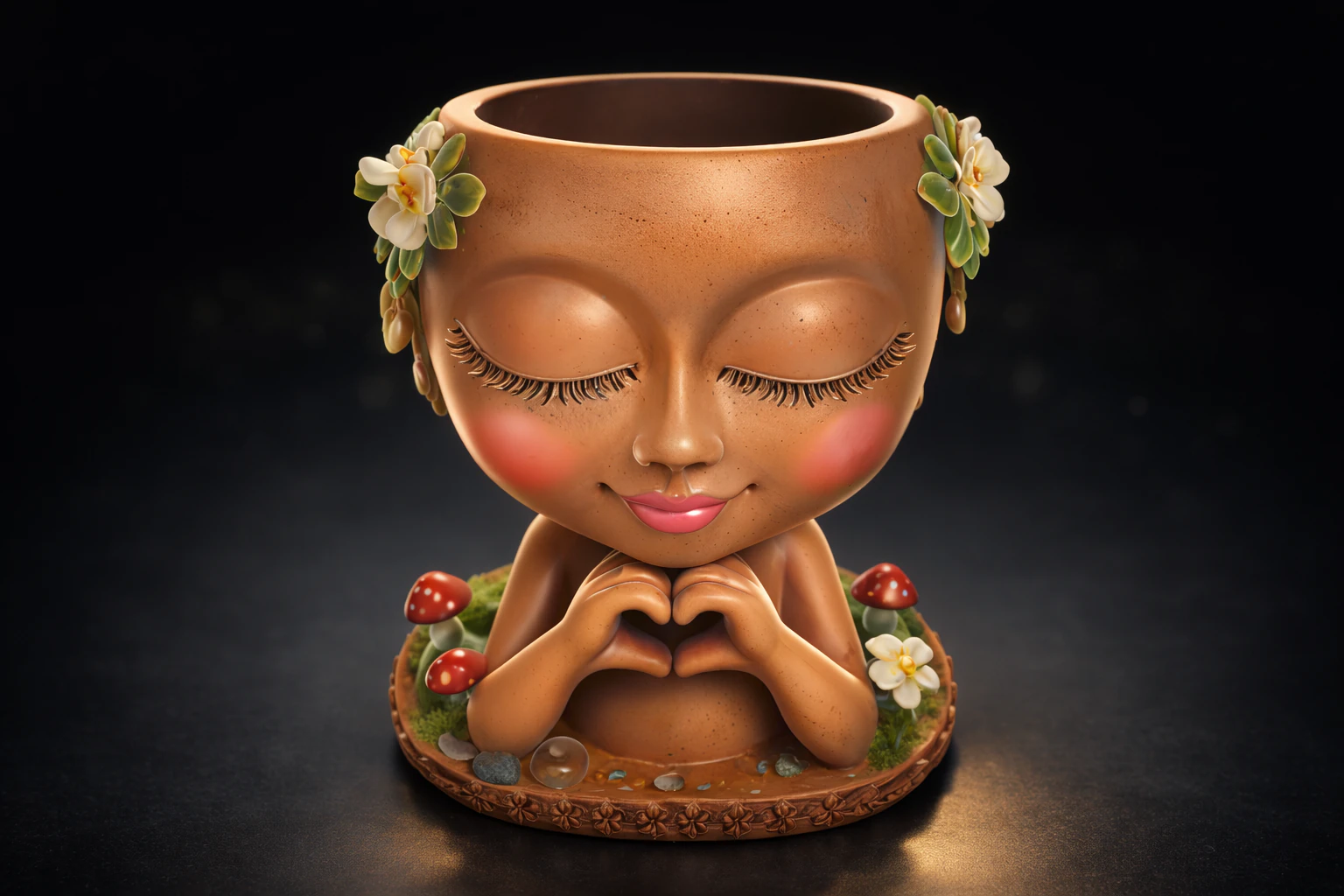 Valentine Heart Fairy Planter Statue Romantic 3D Printed Love Figurine Pot Cute Gift for Her Him 3D Print Model .c4d .max .obj .3ds .fbx .stl .blend 