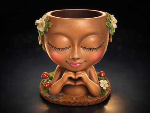 Valentine Heart Fairy Planter Statue Romantic 3D Printed Love Figurine Pot Cute Gift for Her Him 3D Printing