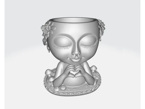 Valentine Heart Fairy Planter Statue Romantic 3D Printed Love Figurine Pot Cute Gift for Her Him 3D Print Model