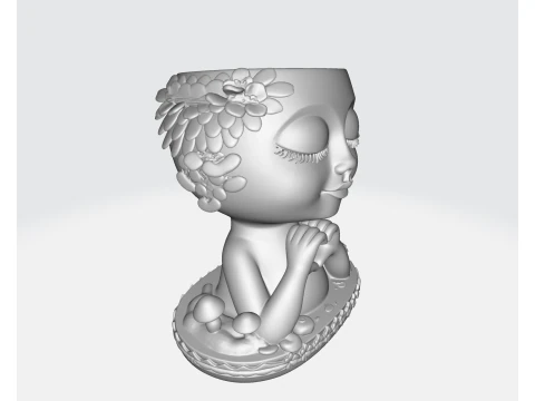 Valentine Heart Fairy Planter Statue Romantic 3D Printed Love Figurine Pot Cute Gift for Her Him 3D Print Model