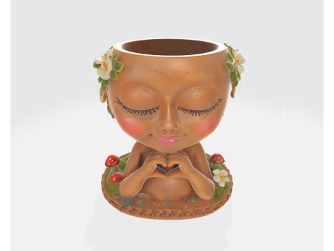 Valentine Heart Fairy Planter Statue Romantic 3D Printed Love Figurine Pot Cute Gift for Her Him 3D Print Model
