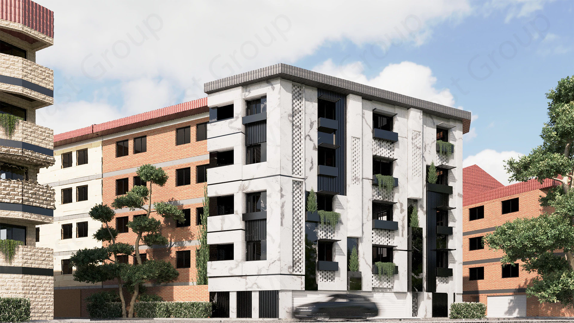 Office Building Exterior 3D Model .c4d .max .obj .3ds .fbx .stl .blend 