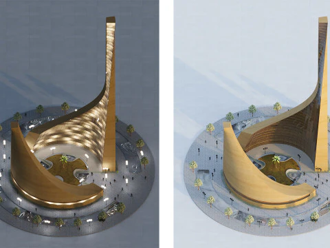 댄싱 타워 건축 모형 렌더링 3D 모델