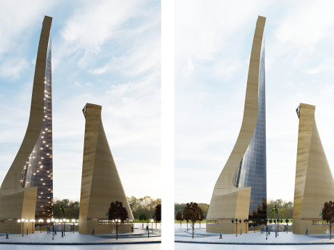 Dancing Tower Architectural Maquette rendering 3D Model