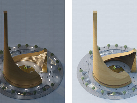 Dancing Tower Architectural Maquette rendering 3D Model