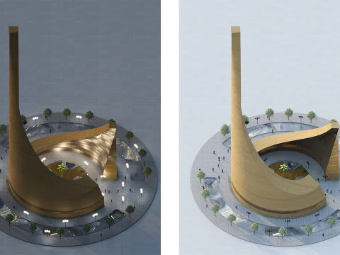 Dancing Tower Architectural Maquette rendering 3D Model