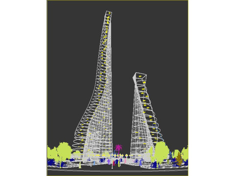 Dancing Tower Architectural Maquette rendering 3D Model