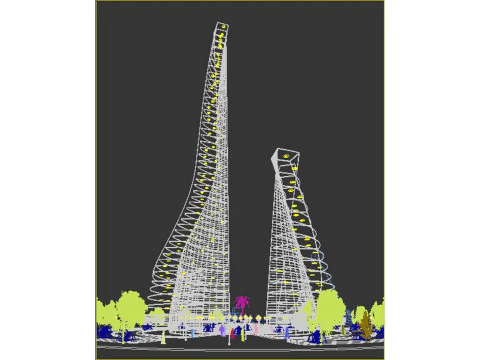Dancing Tower Architectural Maquette rendering 3D Model