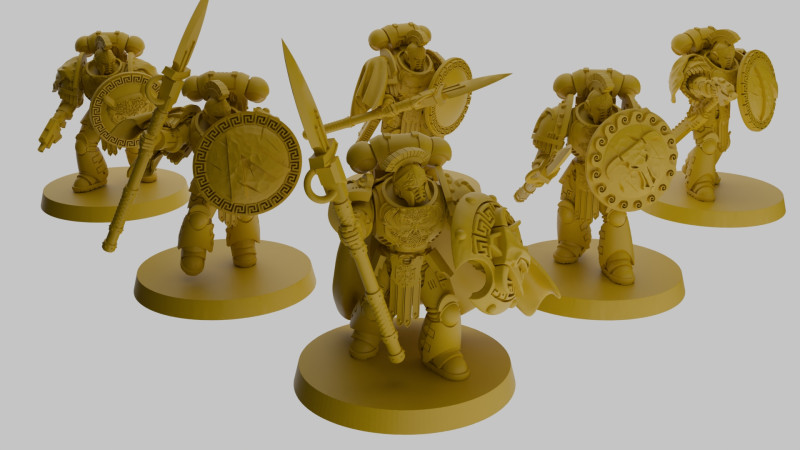 Minoan spearmen SUPPORTS 3Dモデル .c4d .max .obj .3ds .fbx .stl .blend 
