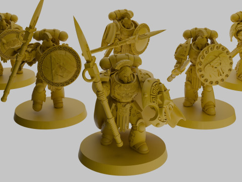 Minoan spearmen SUPPORTS 3D Model