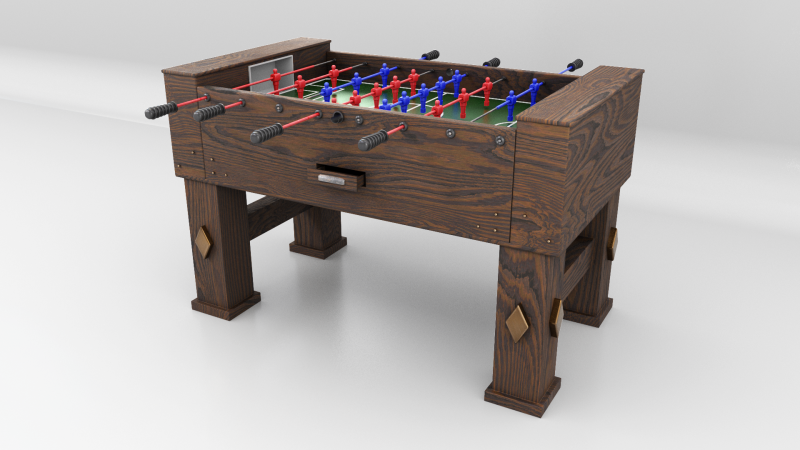 Vintage Foosball Table 3D Model .c4d .max .obj .3ds .fbx .stl .blend