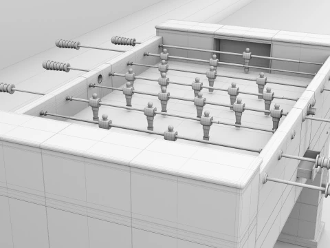 Vintage Foosball Table 3D Model