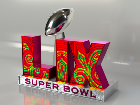 NFL Superbowl LIX Logo Modello 3D