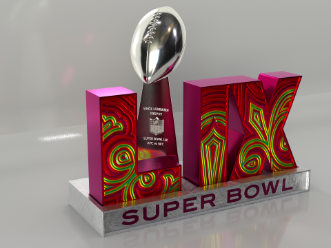 NFL Superbowl LIX Logo Modello 3D