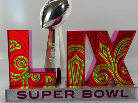 NFL Superbowl LIX Logo Modello 3D