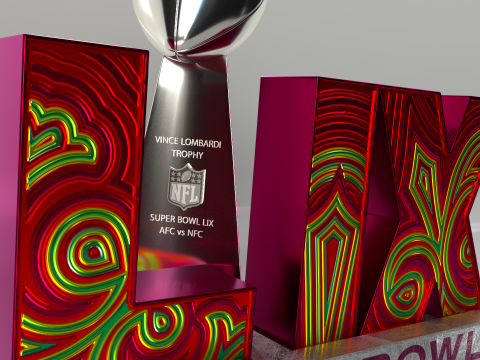 NFL Superbowl LIX Logo Modello 3D
