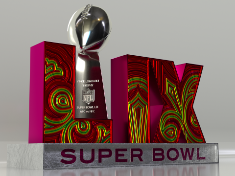 NFL Superbowl LIX Logo Modello 3D