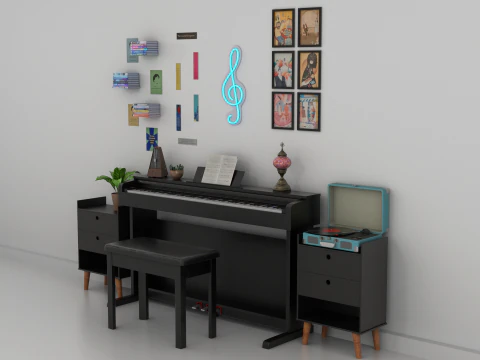 Cena de piano manipulado Modelo 3D