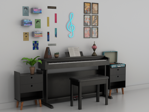 Rigged Piano Scene Modello 3D