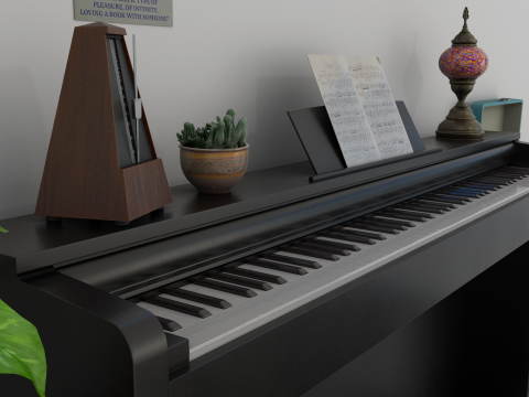Rigged Piano Scene Modello 3D