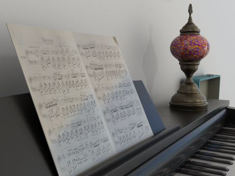 Rigged Piano Scene Modello 3D