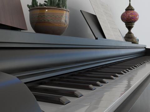 Rigged Piano Scene Modello 3D
