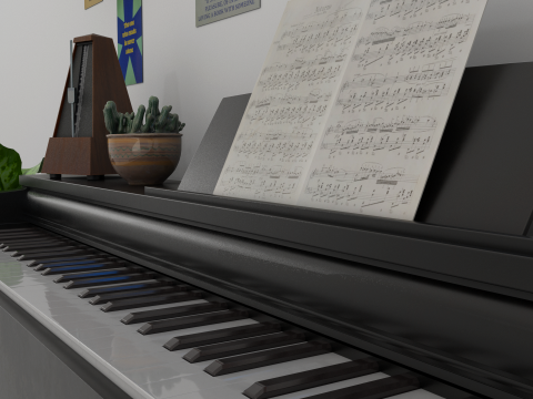 Rigged Piano Scene Modello 3D