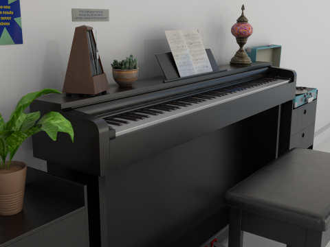 Rigged Piano Scene Modello 3D