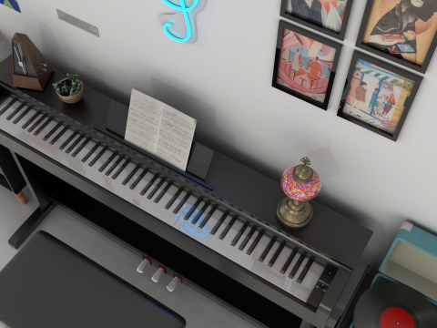 Rigged Piano Scene Modello 3D