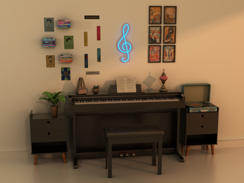 Rigged Piano Scene Modello 3D