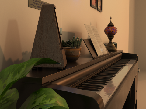 Rigged Piano Scene Modello 3D