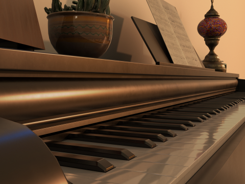 Rigged Piano Scene Modello 3D