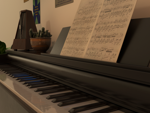 Rigged Piano Scene Modello 3D