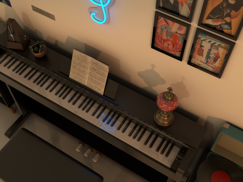 Rigged Piano Scene Modello 3D