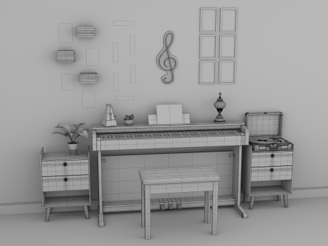 Rigged Piano Scene Modello 3D