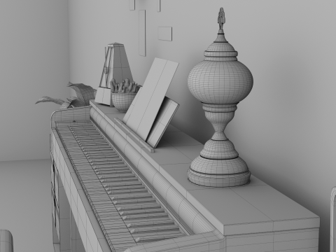 Rigged Piano Scene Modello 3D