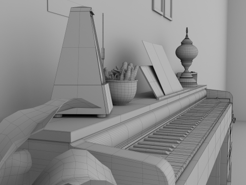 Rigged Piano Scene Modello 3D