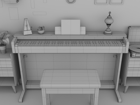Rigged Piano Scene Modello 3D